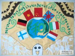 反法西斯主题儿童画-世界和平
