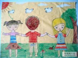 庆祝战争胜利儿童画-和谐 和平
