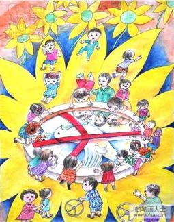 世界和平主题儿童画-拥护和平