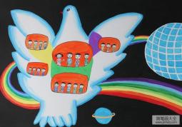 抗战胜利70周儿童画作品-孩子与和平