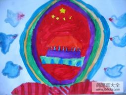 和平主义下的中国,国庆节题材儿童画作品分享
