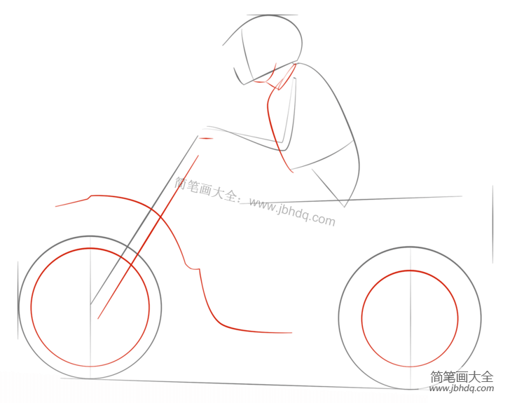 如何画骑摩托车