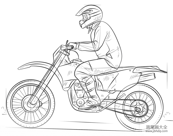 如何画骑摩托车