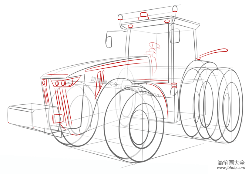 如何画拖拉机