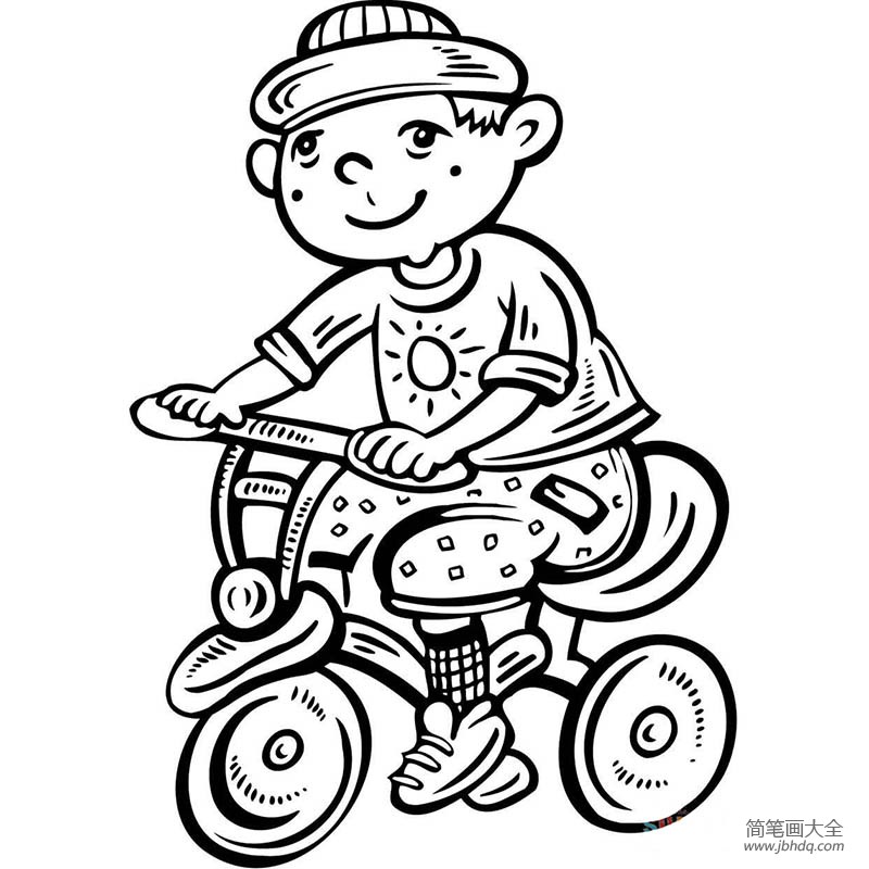 小男孩骑自行车