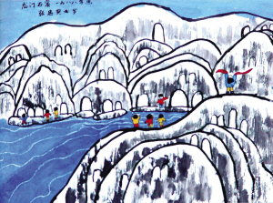 关于雪方面的儿童画-雪白的世界