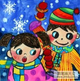 冬天的图片儿童绘画作品欣赏