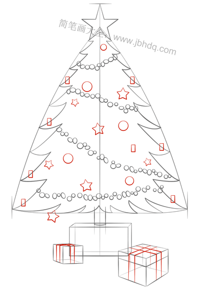 如何画圣诞树