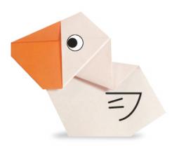 幼儿手工折纸--可爱的鸭子