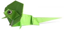 幼儿手工折纸--绿色小蜥蜴