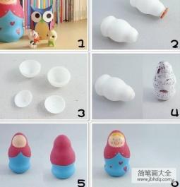 废物利用手工：用酸奶瓶子做娃娃!