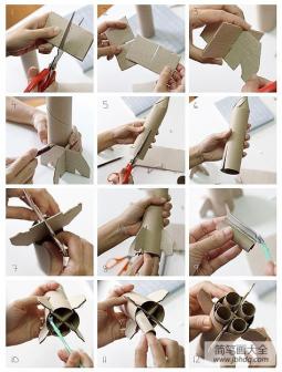 儿童手工制作：用硬纸板卫生纸卷筒制作火箭导弹