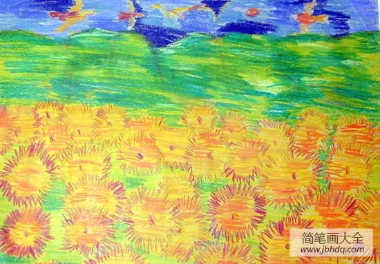 国外创意儿童画-美丽的向日葵