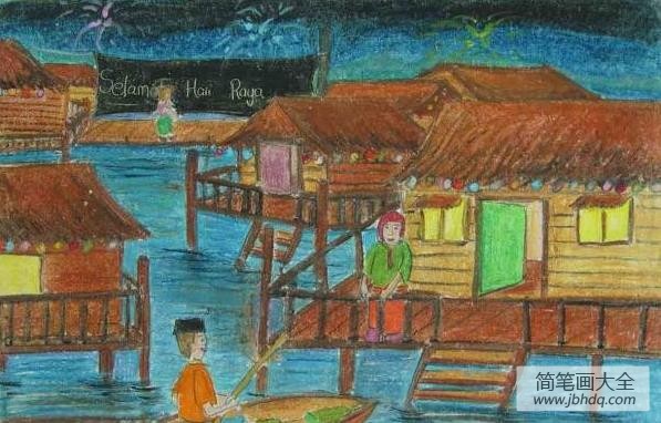 国外儿童画作品欣赏-马来新年