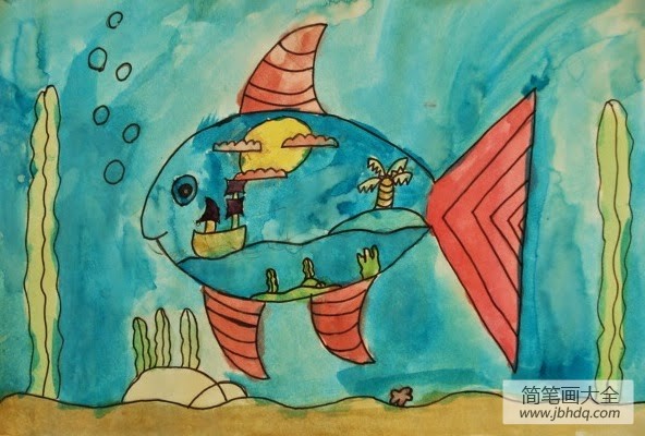 海底世界儿童画作品集分享-鱼里的世界