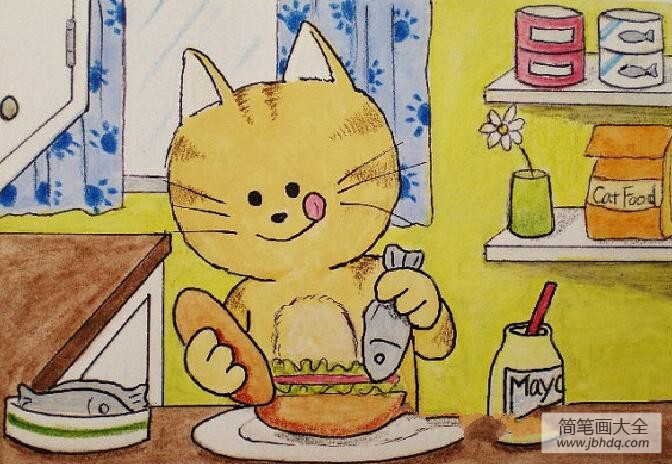 小猫咪大厨师有趣的动物创意画作品欣赏