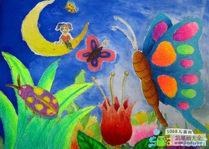 奇妙的梦儿童画作品之美丽的蝴蝶谷