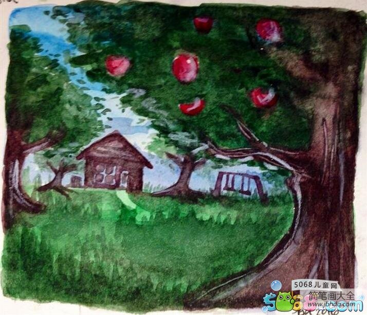 苹果熟了秋天主题画作品欣赏