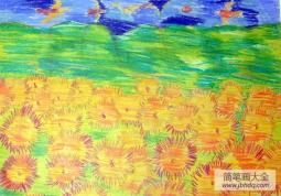 国外创意儿童画-美丽的向日葵