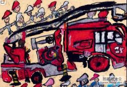 国外获奖儿童画作品-勇敢的消防员