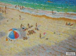 朝鲜油画图片欣赏-夏天的海边