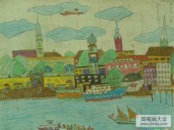 国外儿童风景画-丹麦的风光