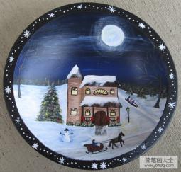 雪夜里的行走绘画，国外冬天儿童画分享