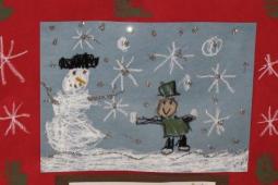 我和雪人一起玩耍儿童画冬天的一幅画分享
