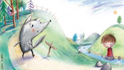 小狼和男孩儿童画故事插画作品在线看