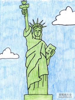 美国自由女神像儿童线描画作品在线看