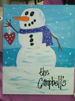 开心的雪人儿童水彩画作品在线看