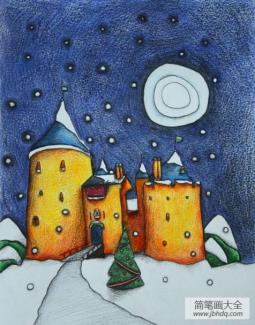 雪后的城堡儿童蜡笔画图片在线看
