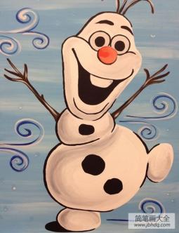 开心的雪宝冬天水彩画作品在线看