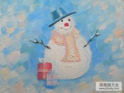 送礼物的雪人先生国外儿童画优秀作品