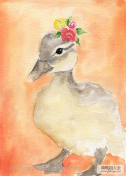 鸭子小姐很漂亮动物主题水彩画欣赏
