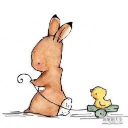 国外创意动物绘画作品之兔子和小鸭子