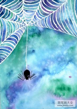 10岁小朋友昆虫动物画作品之蜘蛛结网