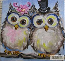 猫头鹰的婚礼动物帆布油画作品欣赏