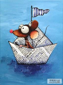 纸船和老鼠动物风景装饰画作品分享