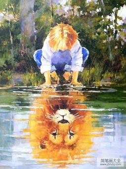 想成为狮子的男孩国外油画作品欣赏