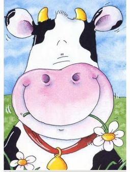 奶牛献花可爱动物画教师范画