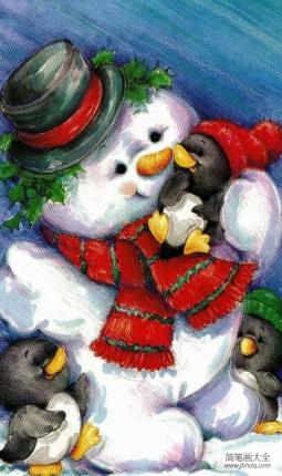 爱企鹅的小雪人国外绘画作品在线看