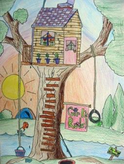自己的小木屋国外小朋友画画欣赏