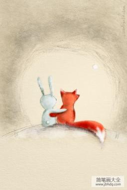 小兔子和狐狸动物主题画图片展示