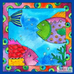 优秀海底世界儿童画之漂亮的热带鱼
