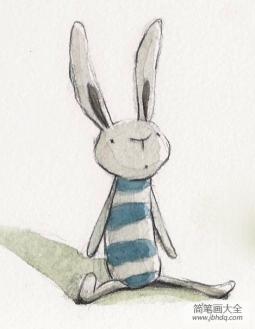 兔子布娃娃卡通动物儿童画教师范画