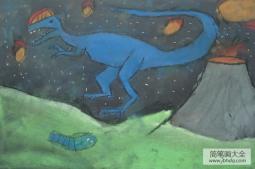 外星球上的恐龙绘画 国外蜡笔画作品欣赏