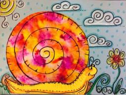 小朋友画蜗牛的家水彩画作品