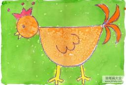 草地上的小母鸡简单的动物画图片展示