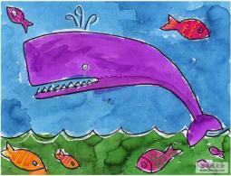 海面上的大鲸鱼海底世界儿童画图片欣赏